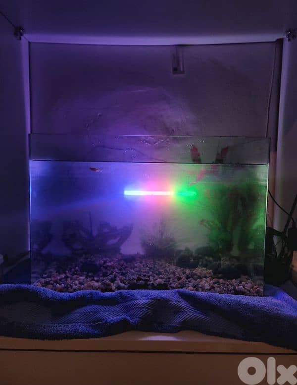 aquarium without fish but with decore all clean and working 0