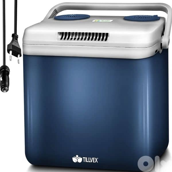 tillvex Electric Cooler 32L Blue/Black Mini Fridge 230V & 12V for Cars 0