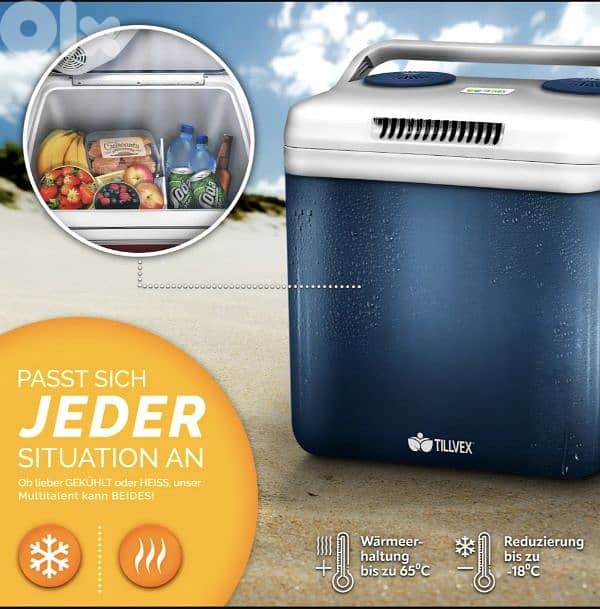 tillvex Electric Cooler 32L Blue/Black Mini Fridge 230V & 12V for Cars 3