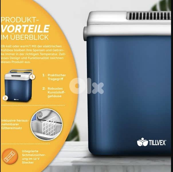 tillvex Electric Cooler 32L Blue/Black Mini Fridge 230V & 12V for Cars 4