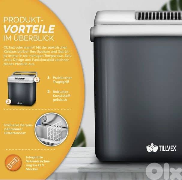 tillvex Electric Cooler 32L Blue/Black Mini Fridge 230V & 12V for Cars 5