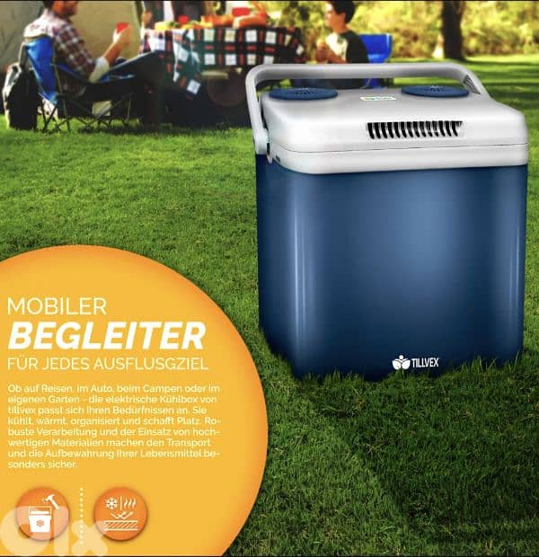 tillvex Electric Cooler 32L Blue/Black Mini Fridge 230V & 12V for Cars 6