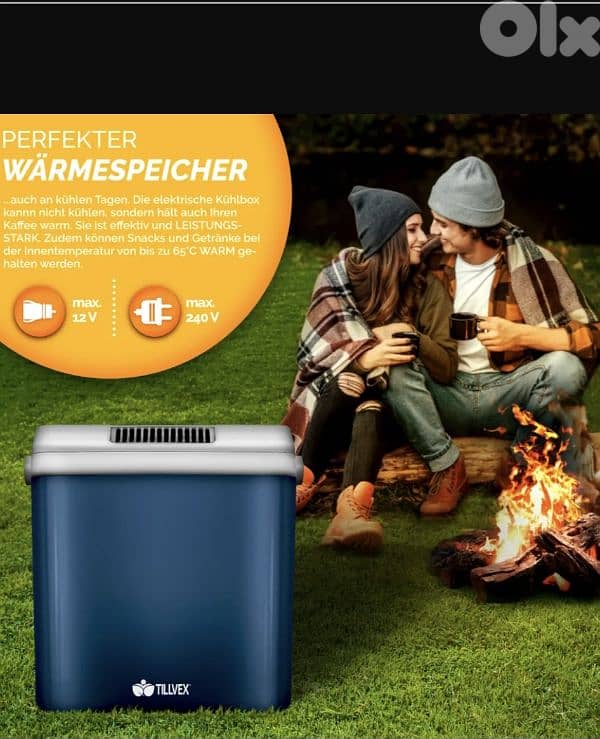 tillvex Electric Cooler 32L Blue/Black Mini Fridge 230V & 12V for Cars 7