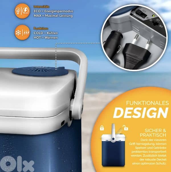 tillvex Electric Cooler 32L Blue/Black Mini Fridge 230V & 12V for Cars 8