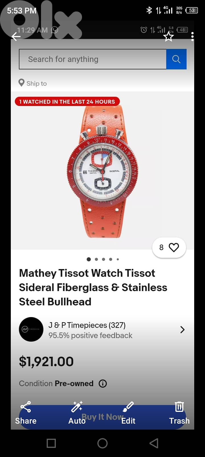 extremely rare Swiss 1970s Tissot Sideral Chronograph "Bullhead",. 3