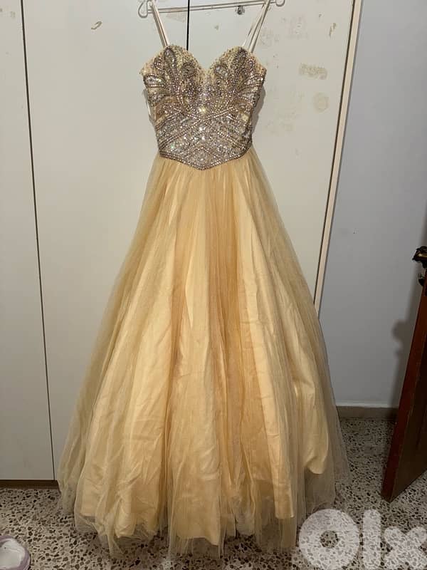 Champagne Ballroom Dress with Jewels – Worn Once 2