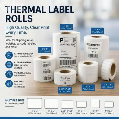 thermal labels for barcodes printing