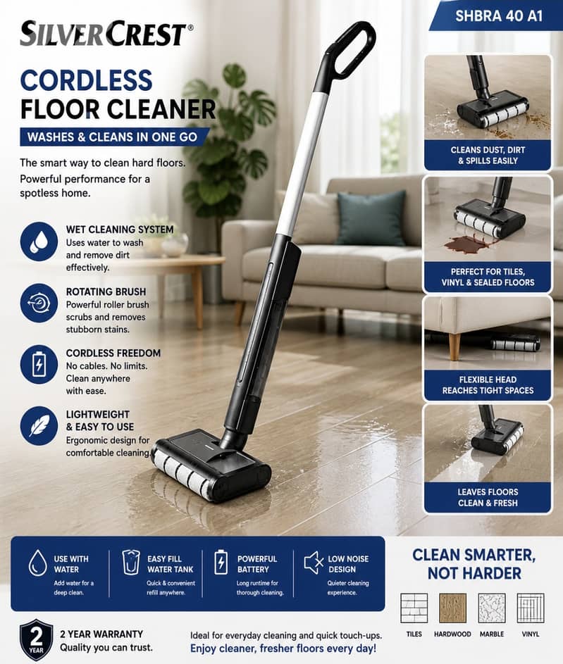 SilverCrest SHBRA 40 A1vacuum and wash hard floors at the same time. 0