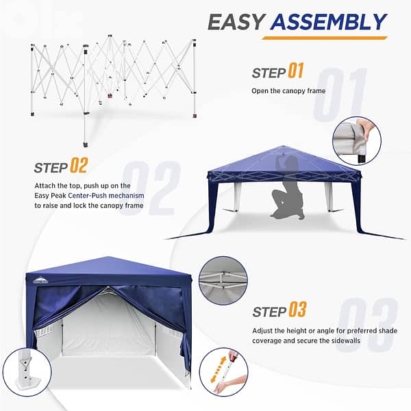 EAGLE PEAK 3m X 3m Pop Up Gazebo Tent With 4 Side Walls 0