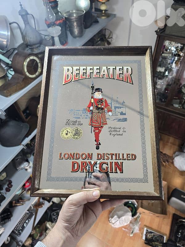 vintage Beefeater London advertising mirror 0