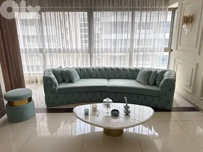 Sofa Set + Marble Table + 3 Decor Pieces