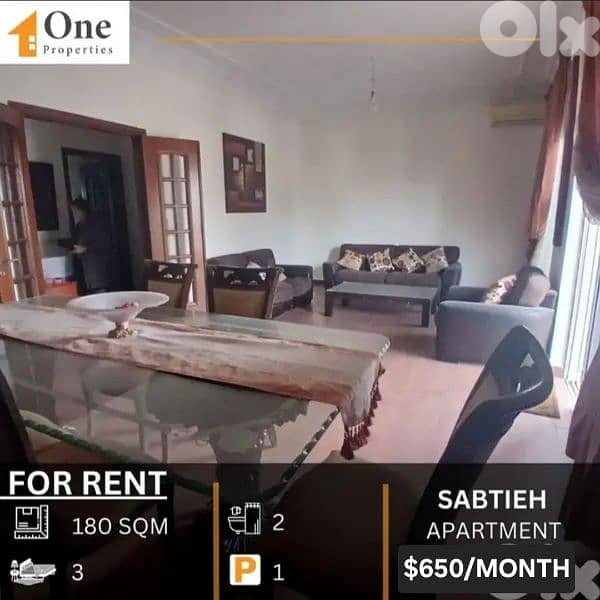APARTMENT FOR RENT IN SABTIEH 0