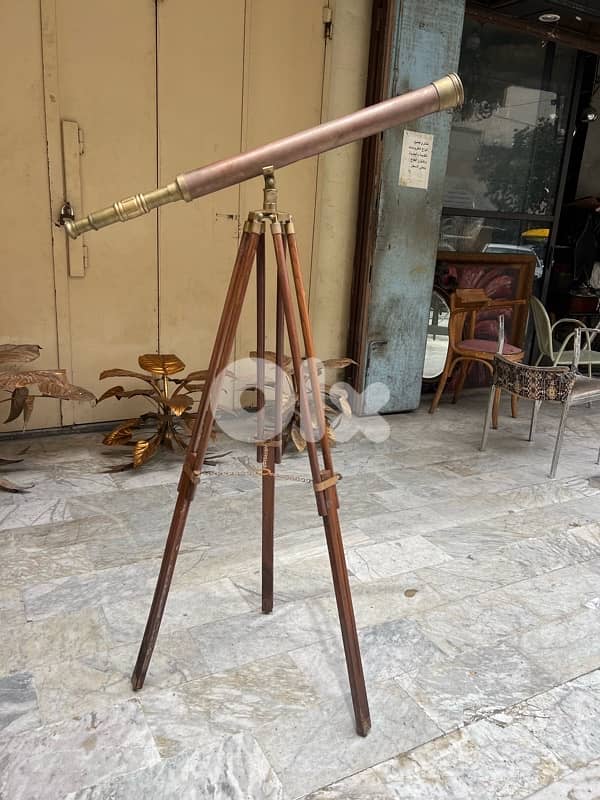Nautical Antique Telescope with Adjustable Wooden Tripod Stand 0