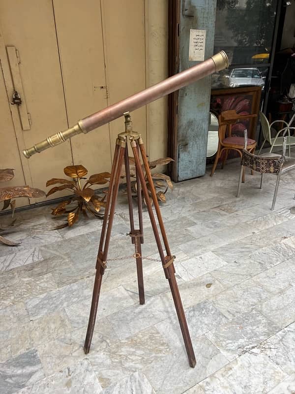 Nautical Antique Telescope with Adjustable Wooden Tripod Stand 1