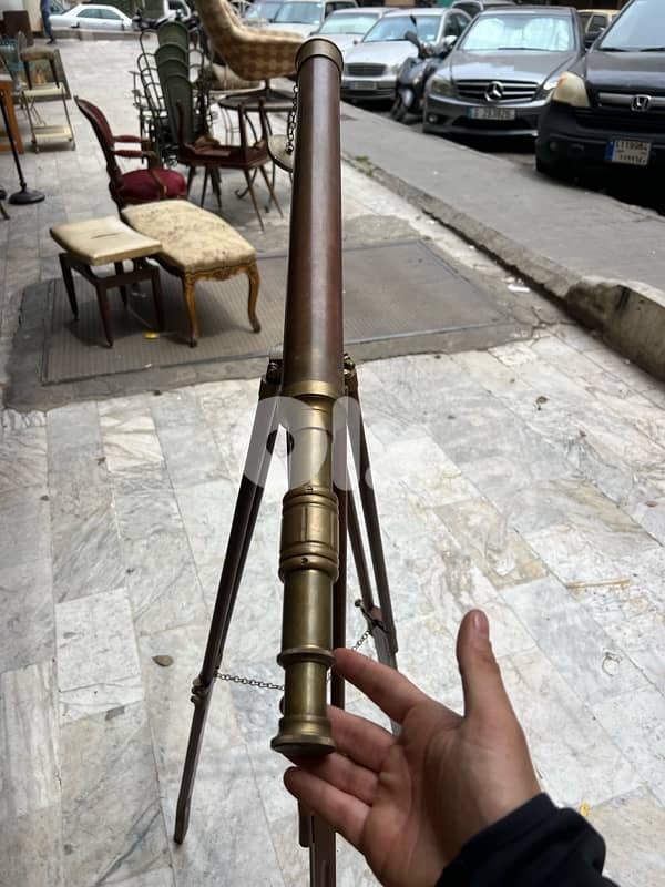 Nautical Antique Telescope with Adjustable Wooden Tripod Stand 3
