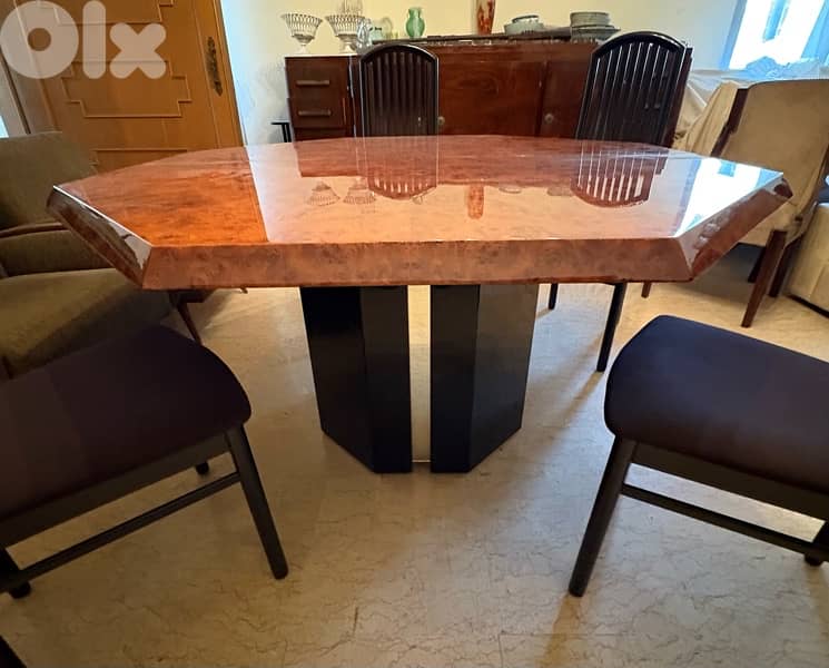 Salle à manger en bois de loupe Roche -Bobois 1