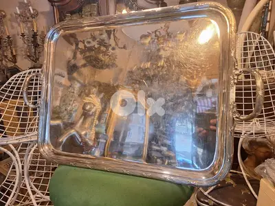 tray of silver christofle France ribbon croiser original