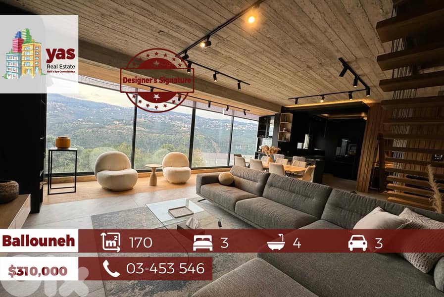 Ballouneh 170m2 Duplex | Fully Furnished | Designer’s Signature | 0