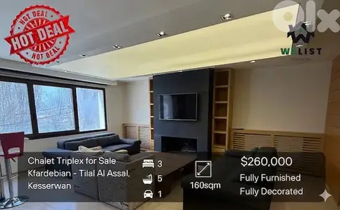 Chalet Triplex for sale in Kfardebian - Tilal Al Assal شاليه تربلكس