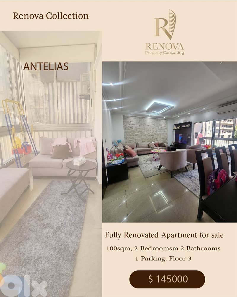 Fully Renovated apartment for sale in Antelias 0
