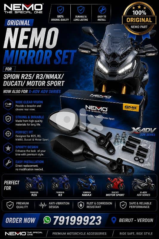 motorcycle orginal nemo mirror set for X ADV ADV YAMAHA NMAX MOTOR SPo 0