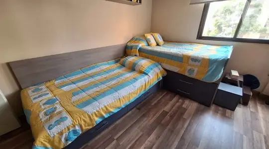 L shape twin bed