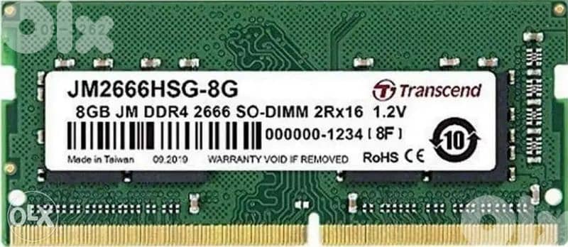 Transcend 8GB JM DDR4 2666 SO-DIMM $20 0