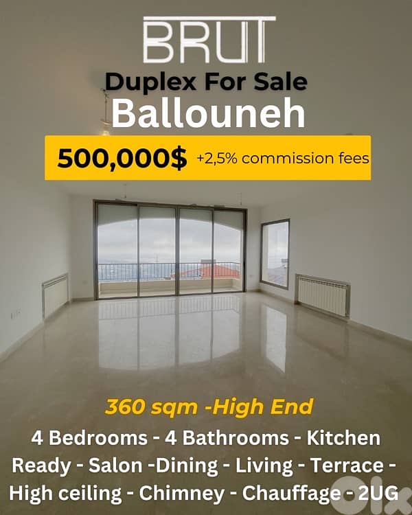 360 sqm duplex for sale in Ballouneh -High End 0