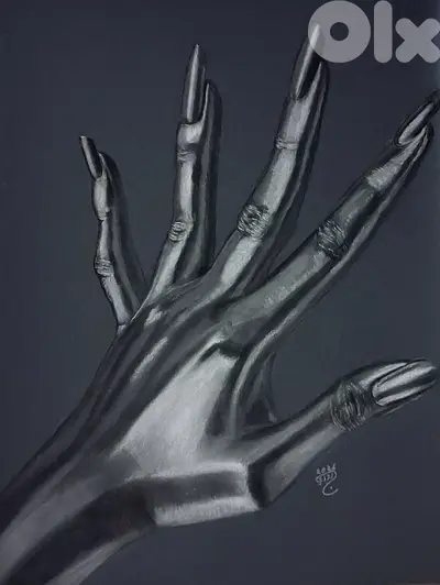 metallic hand dry pastel painting لوحة رسم بالباستال