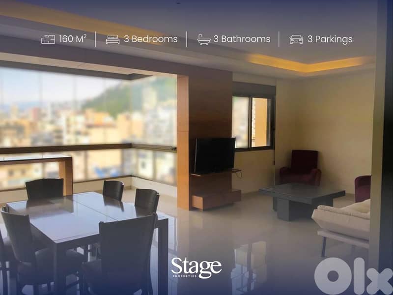 Spacious 3-Bedroom Apartment with Panoramic Views in Zalka For Rent 0
