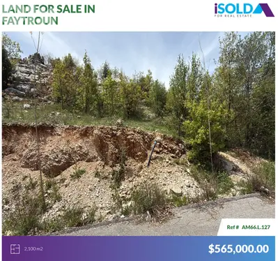 2100m2 land+mountain view 4sale in Faytroun - أرض للبيع في فيطرون