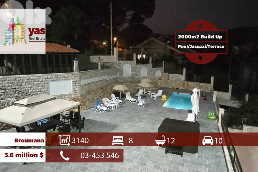 Broumana 3140m2 | 2000m2 Built Up | Jacuzzi/Pool | Mountian View | TCH 0