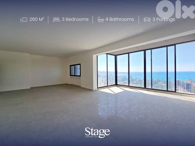 High-End 4-Bedroom Apartment with Open Views in Jal El Dib For Rent 0