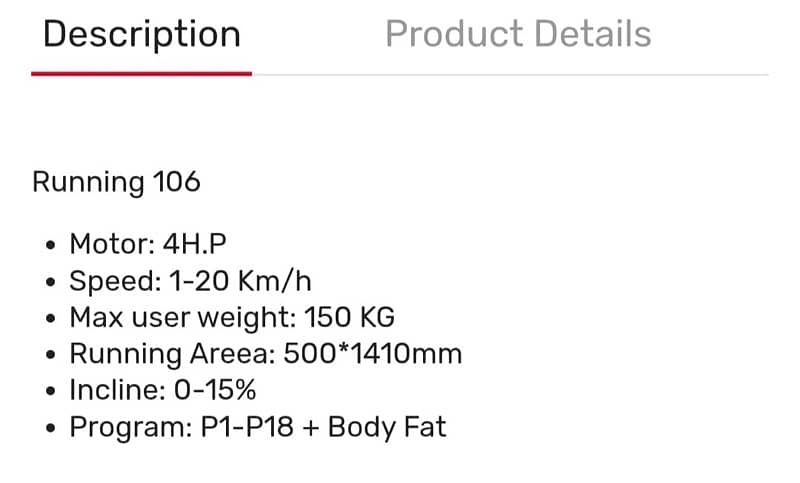 Treadmill, Running 106, 4H. P, 150 KG, Black 0
