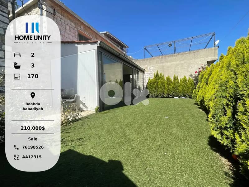 apartment with garden for sale in Aabadiyeh 0