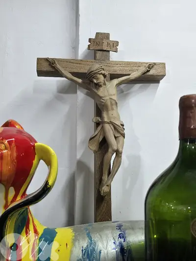 hand carved wooden cross / crucifix