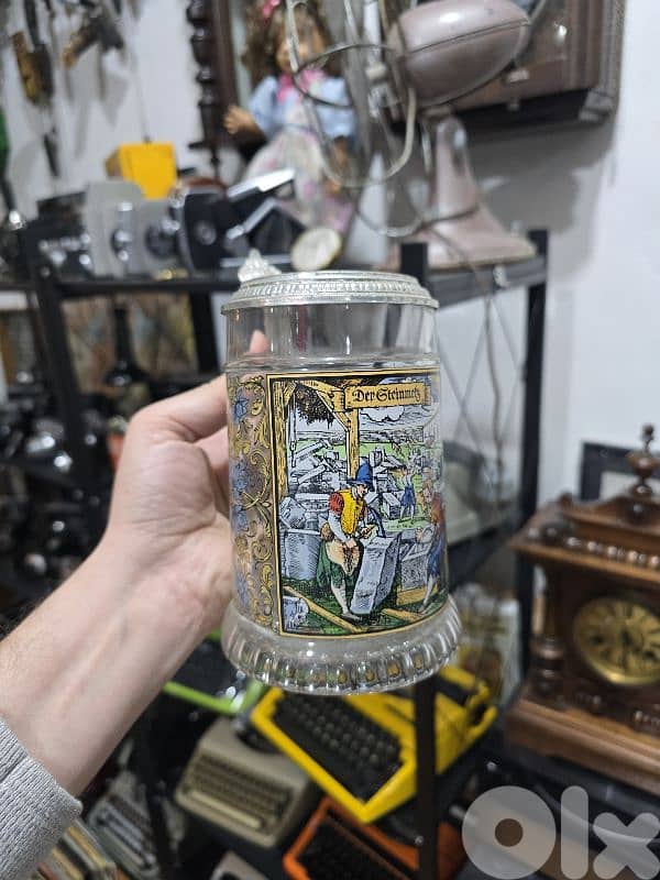 Vintage Crystal beer stein mug 0