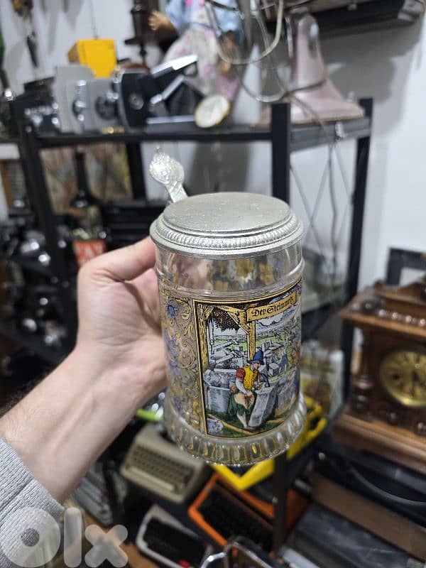 Vintage Crystal beer stein mug 1