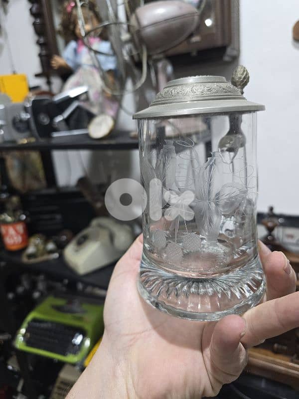Vintage Crystal beer stein mug 0