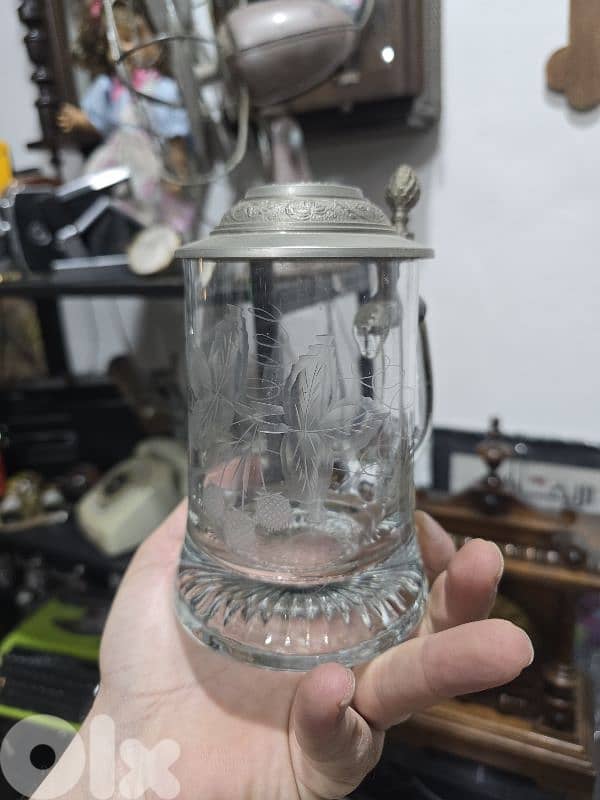 Vintage Crystal beer stein mug 1