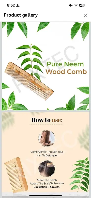 neem wood hair comb