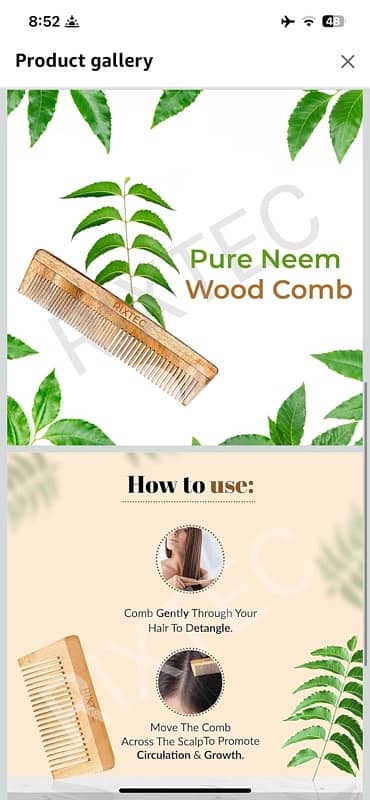 neem wood hair comb 0