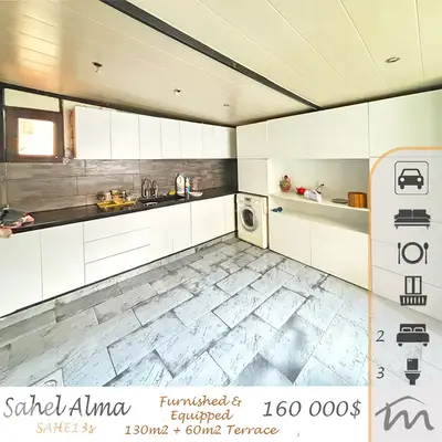 Sahel Alma | 130m² + 60m² Terrace | 2 Master Bedrooms | Open Sea View