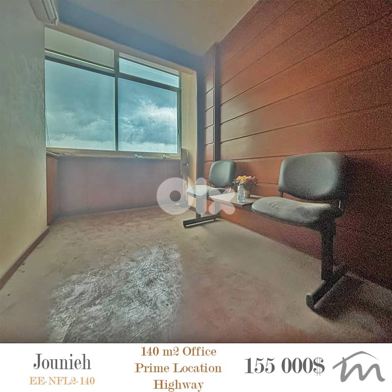 Jounieh | 140m² Office | Prime Location-Highway | 3 Balconies | Catch 0
