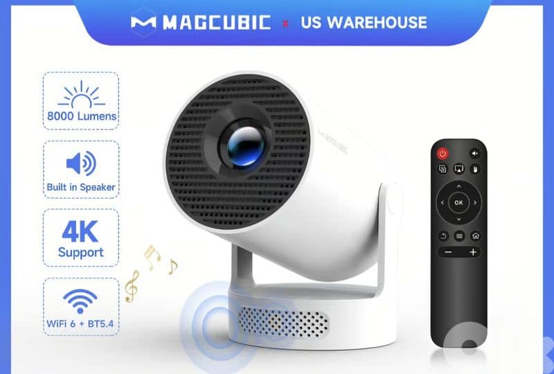 MAGCUBIC HY300 Pro+ Projector with Built-in 5W Speaker, 1