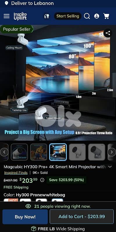 MAGCUBIC HY300 Pro+ Projector with Built-in 5W Speaker, 12