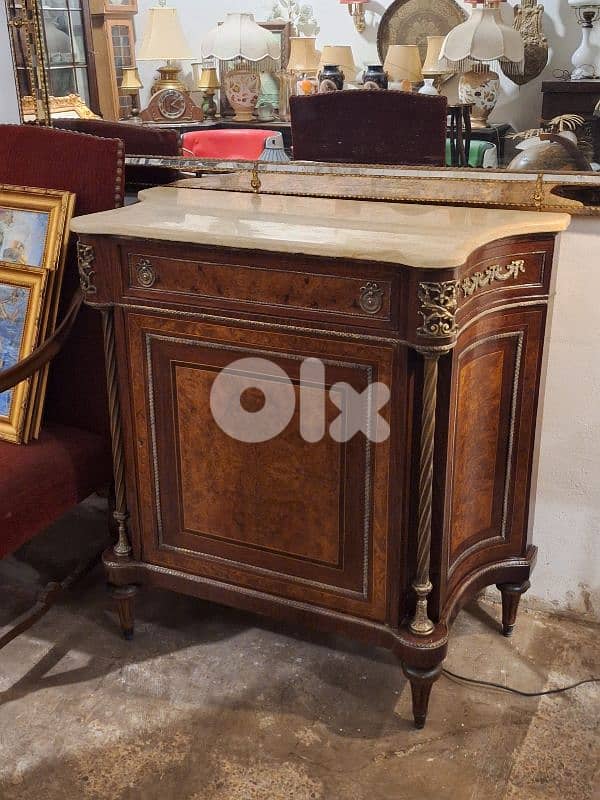 antique marble top bahu sideboard 0