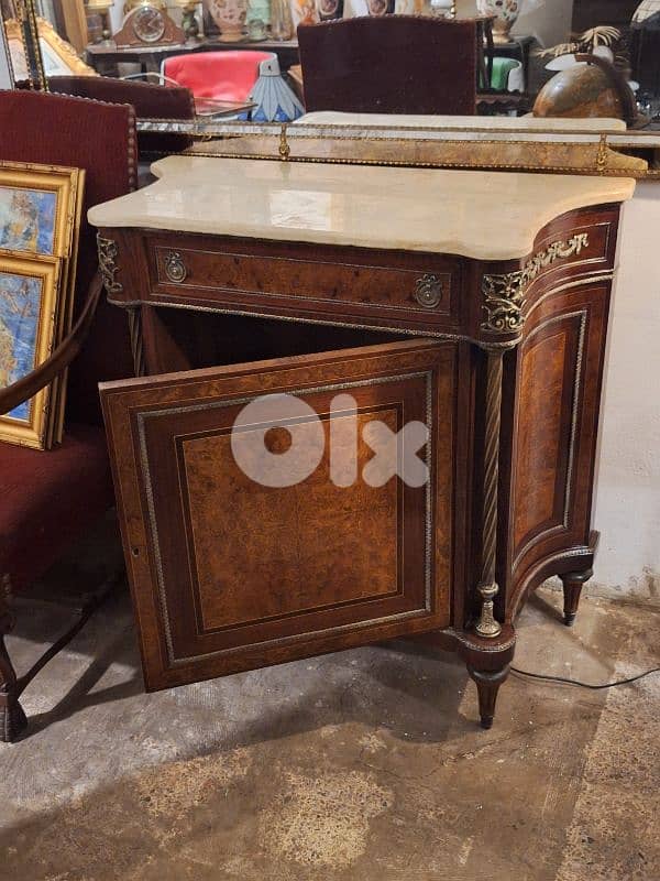 antique marble top bahu sideboard 2