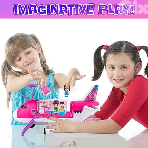 ArtCreativity Pink Storage Airplane Playset for Girls 1