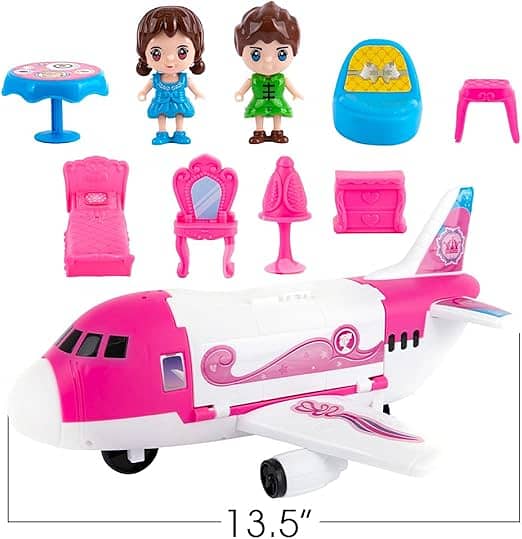 ArtCreativity Pink Storage Airplane Playset for Girls 2